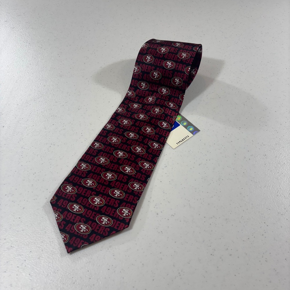 San Francisco 49ers Ralph Marlin Team NFL Mens Necktie Red AOP Logo Vintage NWT!